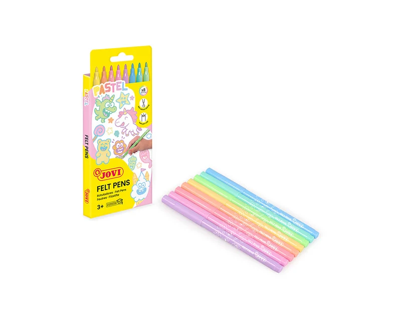 Detské fixky JOVI tenké vyprateľné pastelové 3 mm / sada 8 ks