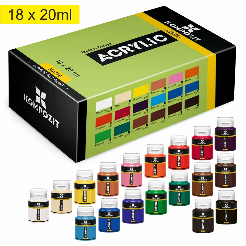 Set akrilnih barv Kompozit STANDART 18 x 20 ml