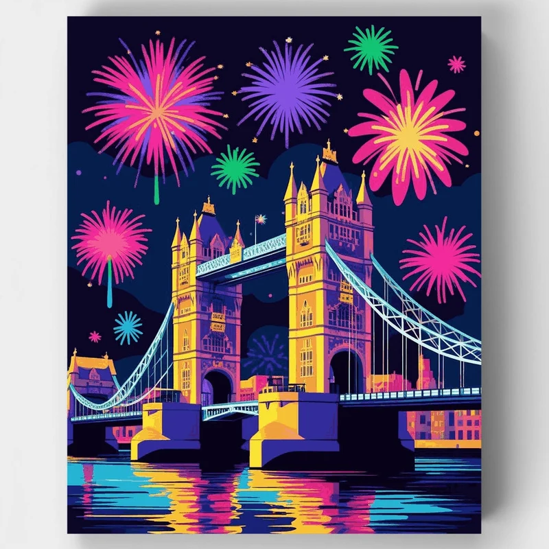 London Tower Bridge Fireworks - Paint by Numbers Kit