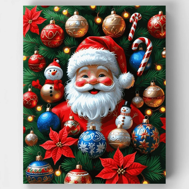 Christmas Santa with Ornaments - Paint by Numbers Kit