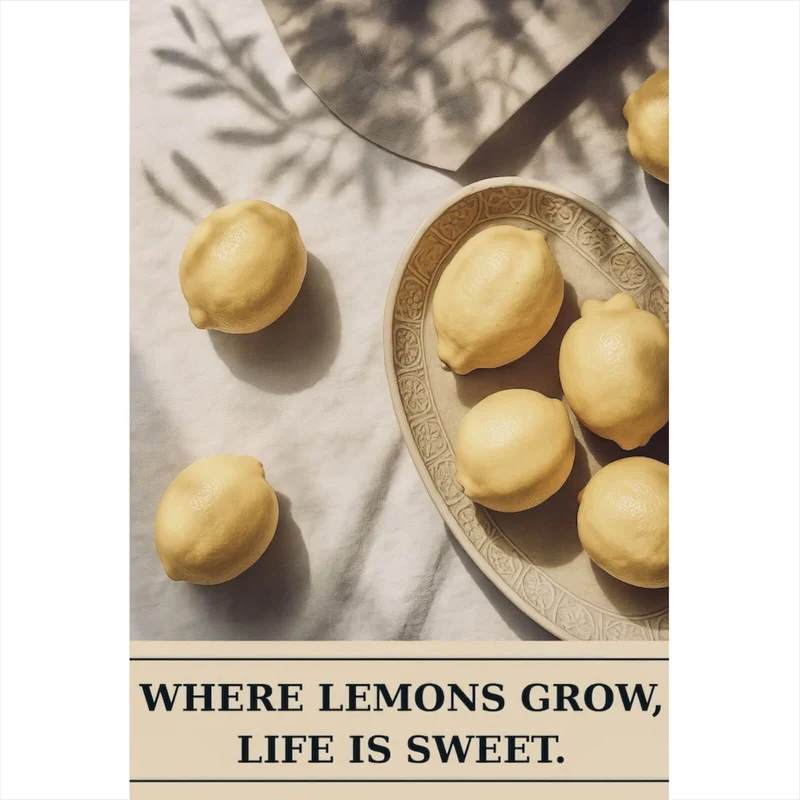Leinwandbild Where Lemons grow life is sweet Hochformat