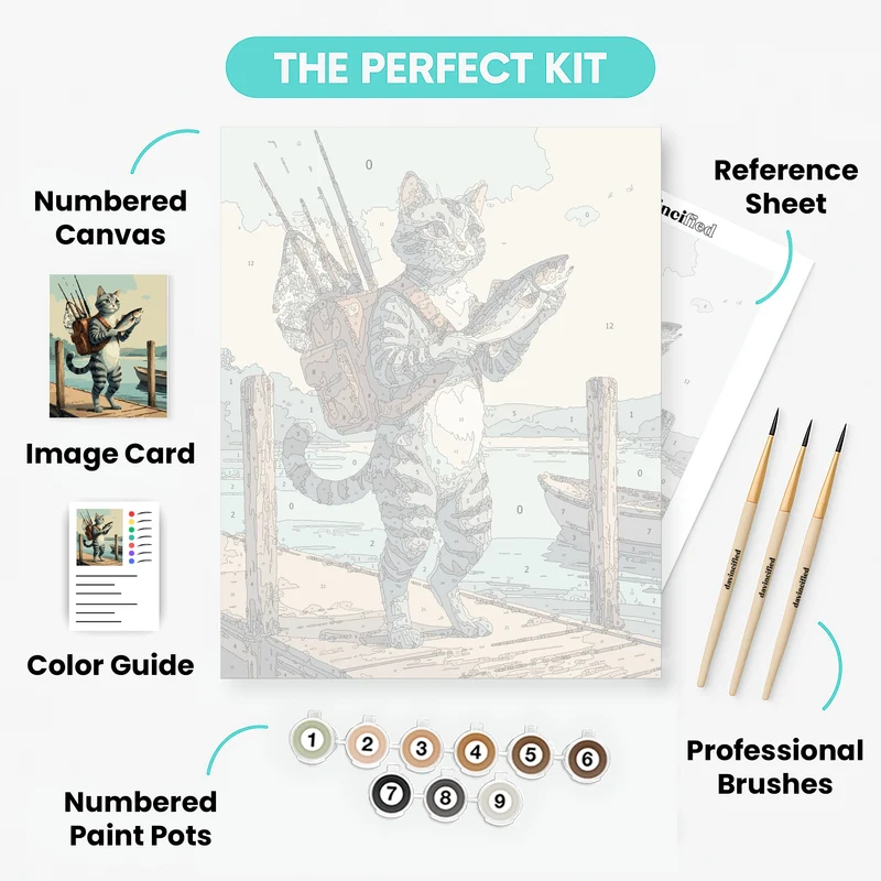 Fishing Cat - Paint by Numbers Kit