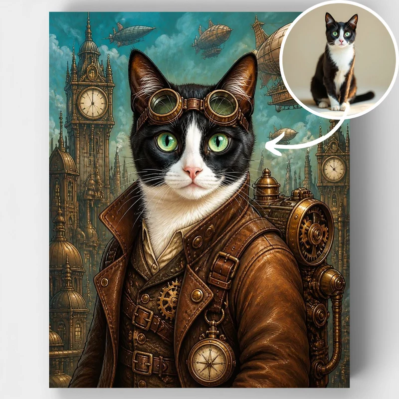 Steampunk Explorer Pet - Custom Paint by Numbers Kit