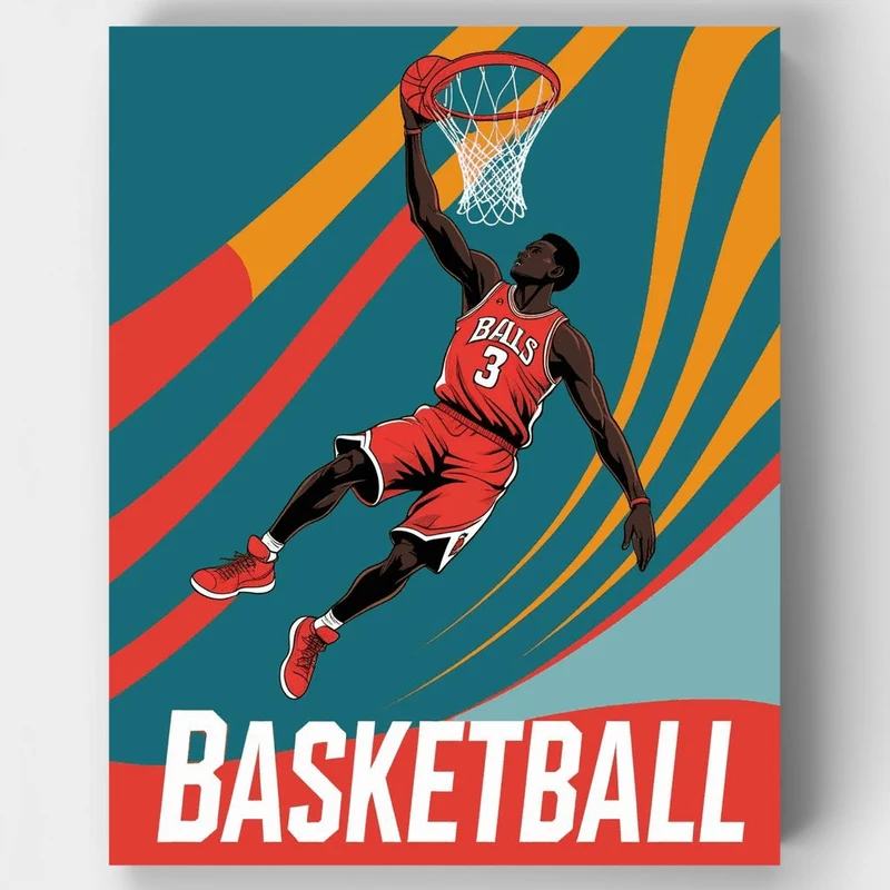 Basketball Player Dunking - Paint by Numbers Kit
