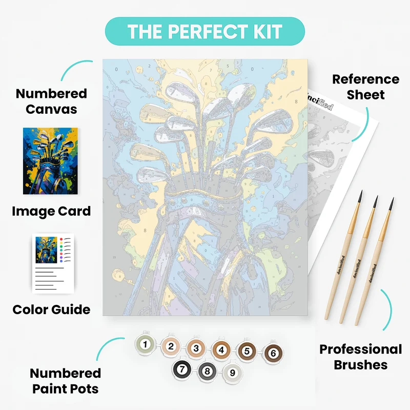 Colorful Golf Club Collection - Paint by Numbers Kit
