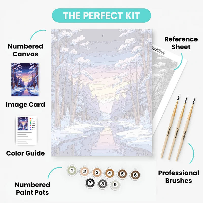 Winter Forest Stream - Paint by Numbers Kit