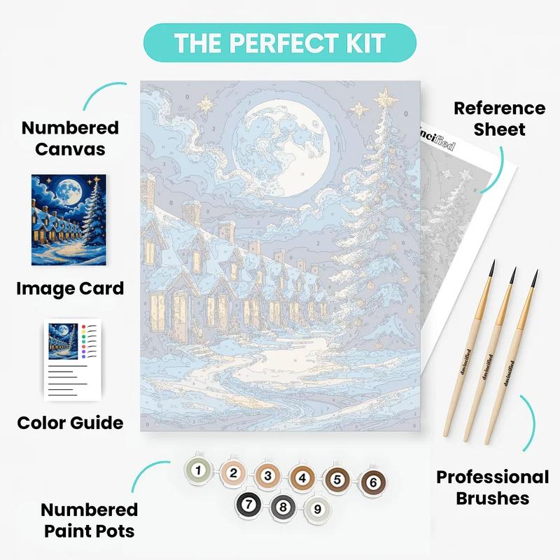 Winter Night Village - Paint by Numbers Kit