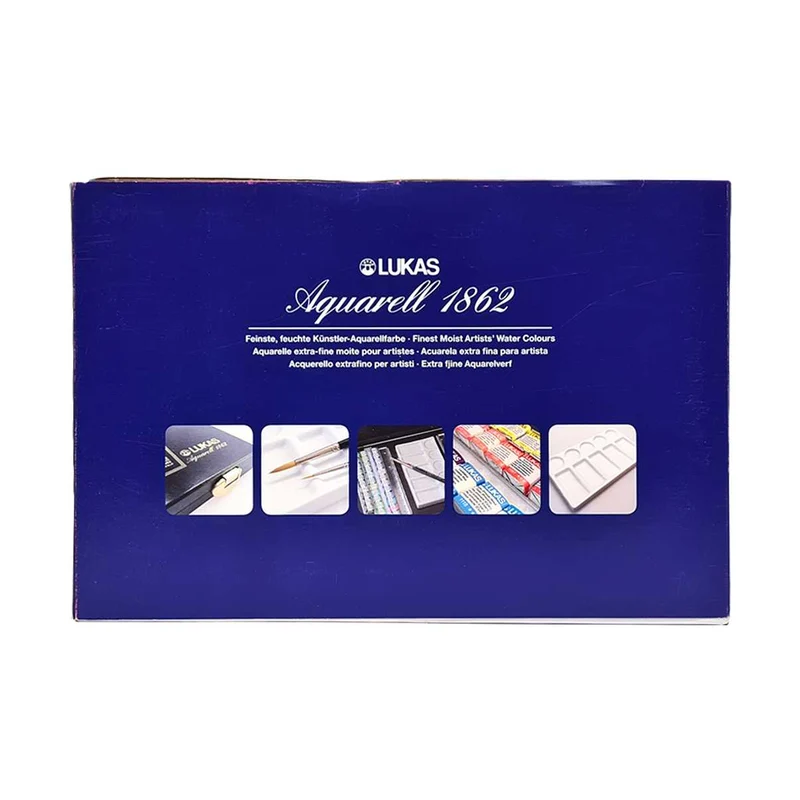 Set di colori ad acquerello LUKAS Aquarell 1862 in cofanetto - 70 mezzi godet con accessori