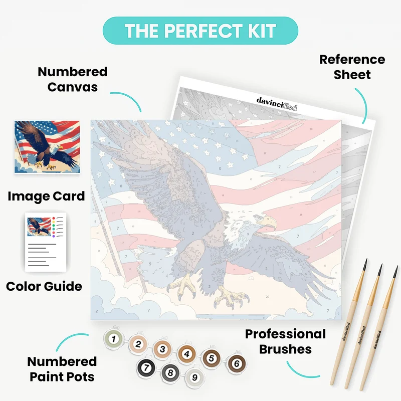 American Eagle with Flag - Paint by Numbers Kit