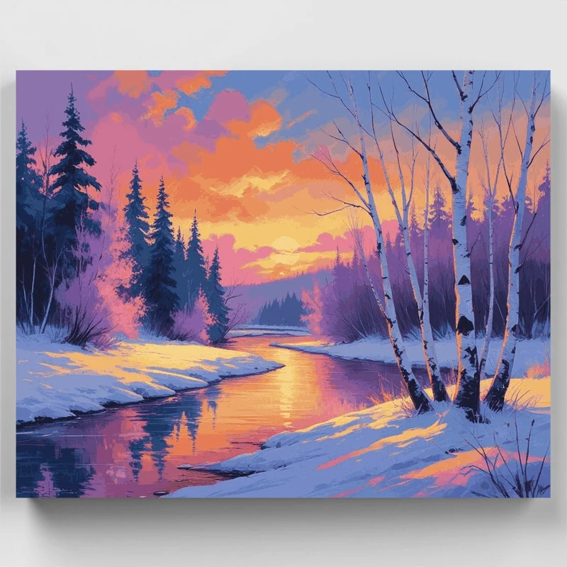 Winter Creek Sunset - Paint by Numbers Kit