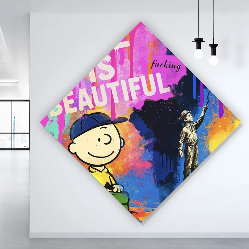 Poster Pop Art Wandbild mit inspirierendem Zitat Raute