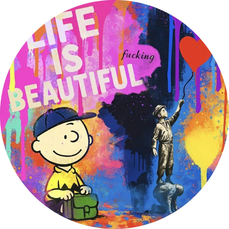 Aluminiumbild Pop Art Wandbild mit inspirierendem Zitat Kreis