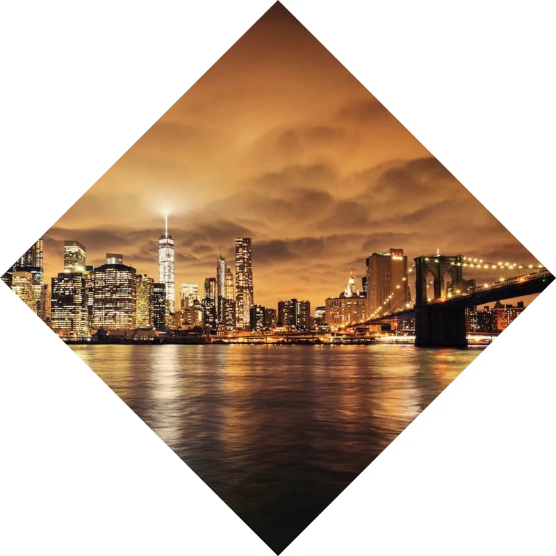 Leinwandbild Manhattan bei Sonnenuntergang Raute