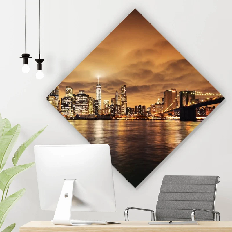 Poster Manhattan bei Sonnenuntergang Raute