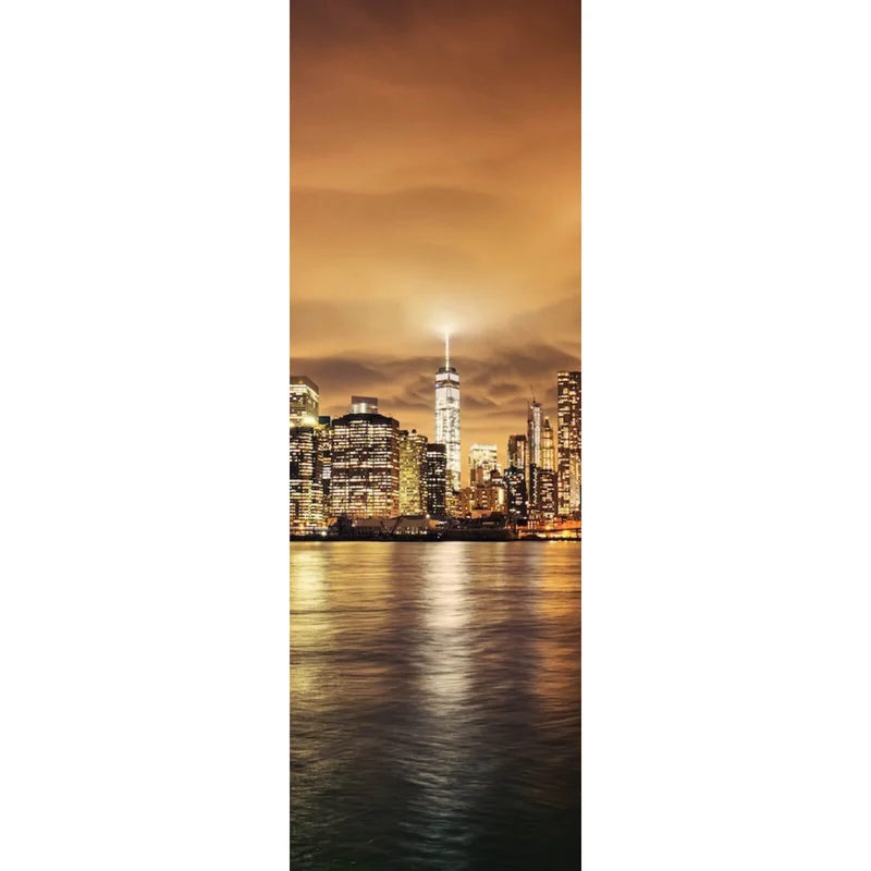 Aluminiumbild gebürstet Manhattan bei Sonnenuntergang Panorama Hoch