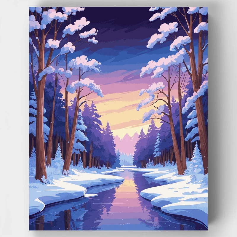Winter Twilight Stream - Paint by Numbers Kit