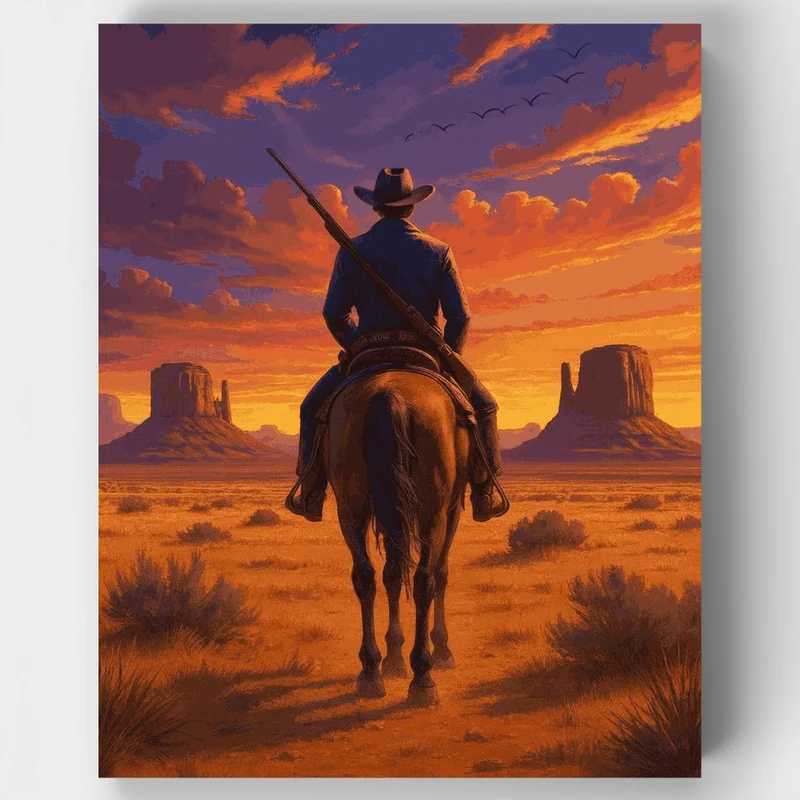 Cowboy at Sunset - Paint by Numbers Kit