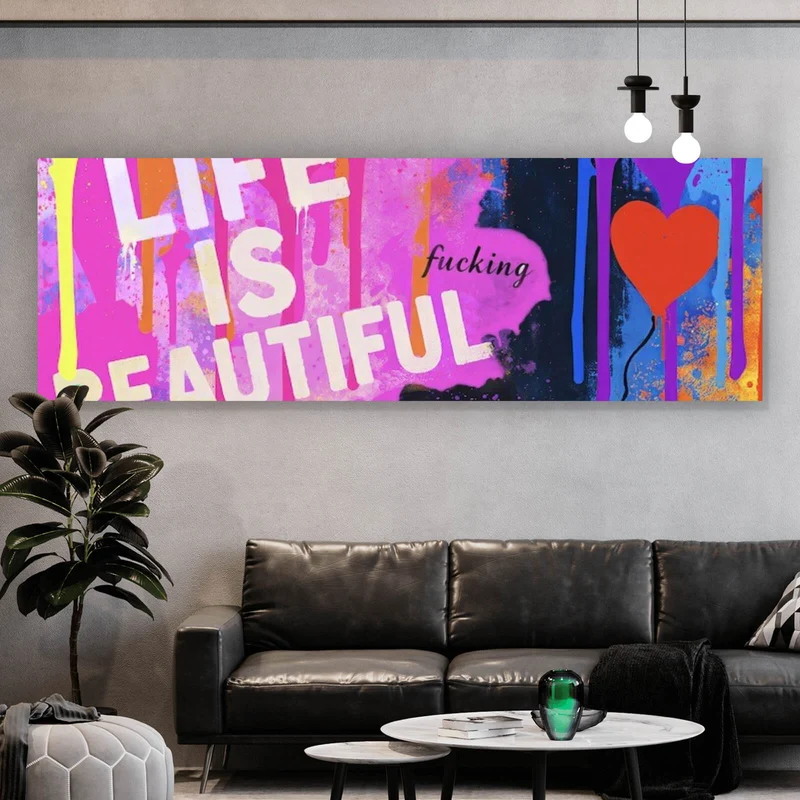 Acrylglasbild Pop Art Wandbild mit inspirierendem Zitat Panorama