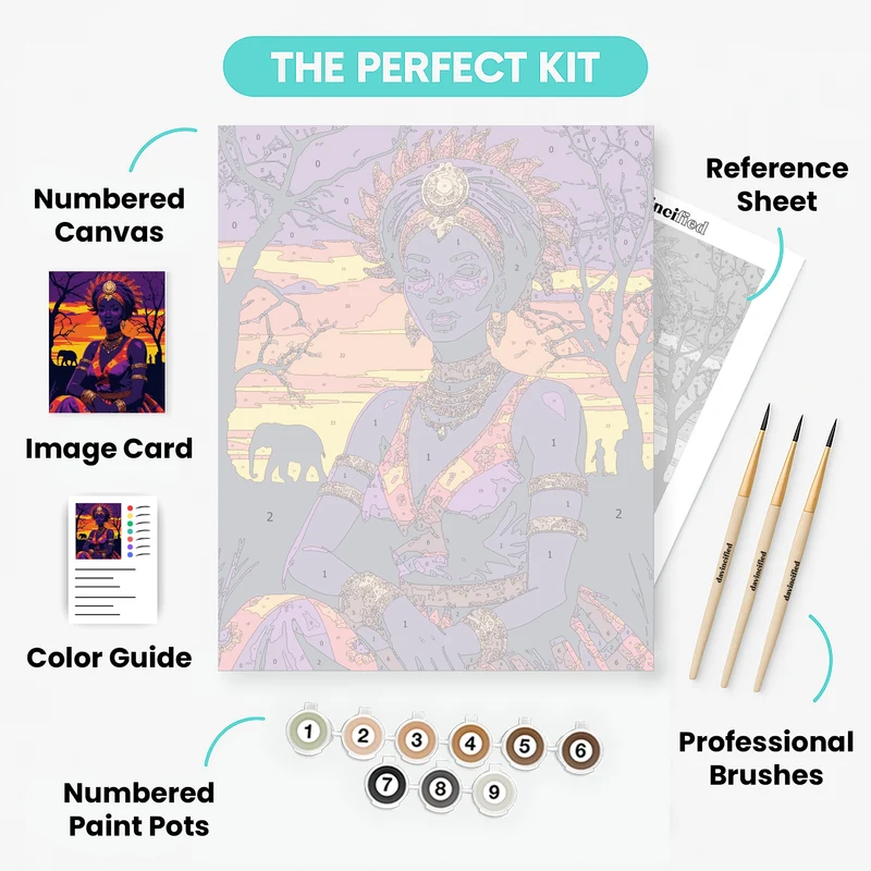 African Queen at Sunset - Paint by Numbers Kit