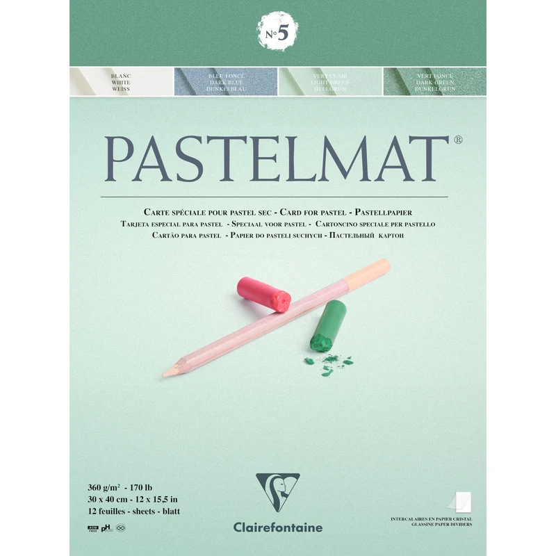 Clairefontaine Pastelmat blocco n. 360 g 12F x 30 cm incollato