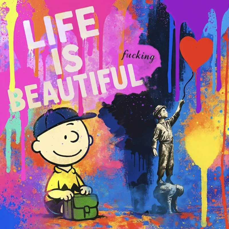 Leinwandbild Pop Art Wandbild mit inspirierendem Zitat Quadrat