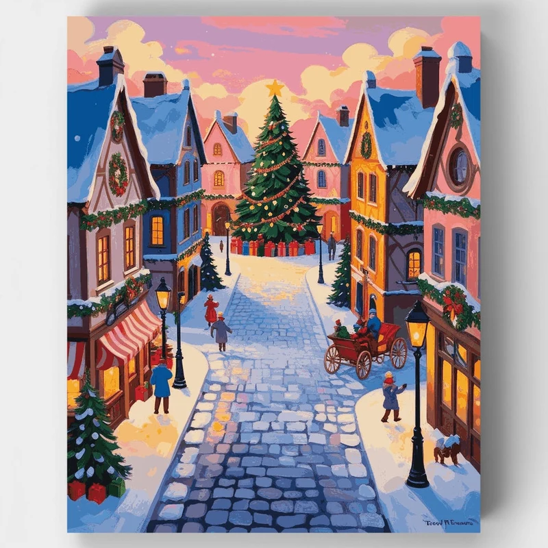 Christmas Town Square - Paint by Numbers Kit