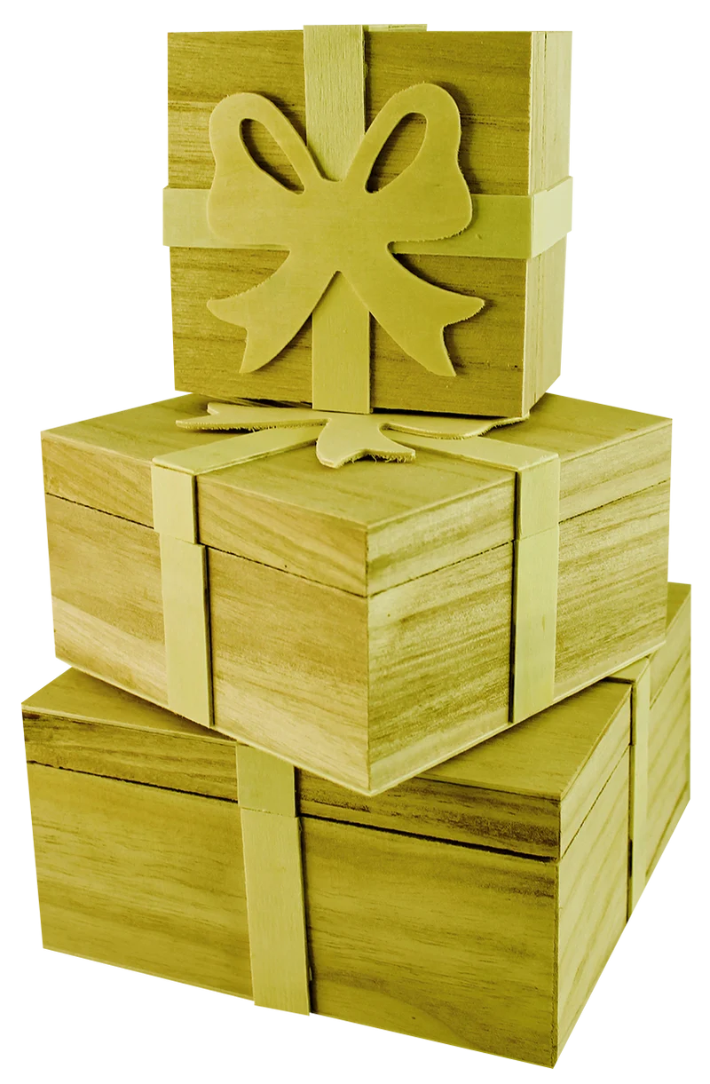 Pentart Holzboxen, 3er-Set, 16 x 16 x 8 cm