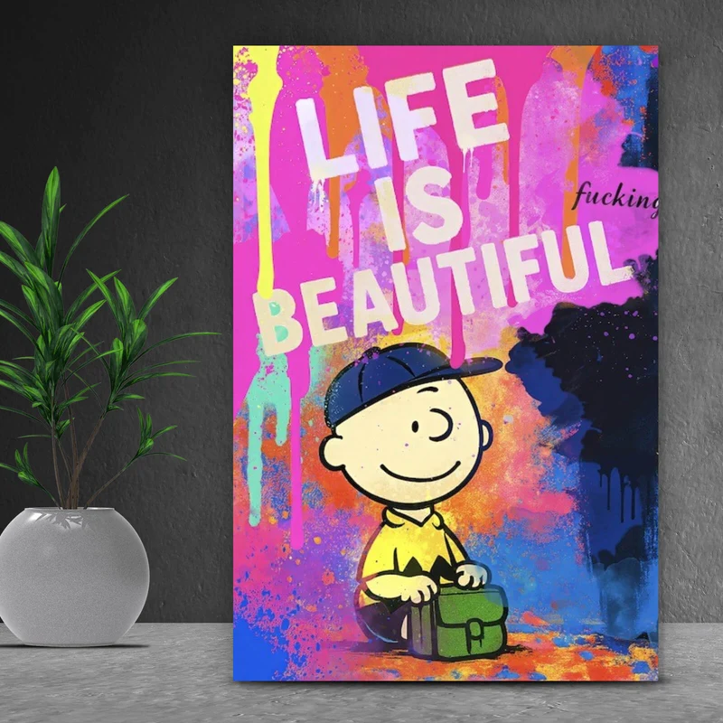 Acrylglasbild Pop Art Wandbild mit inspirierendem Zitat Hochformat