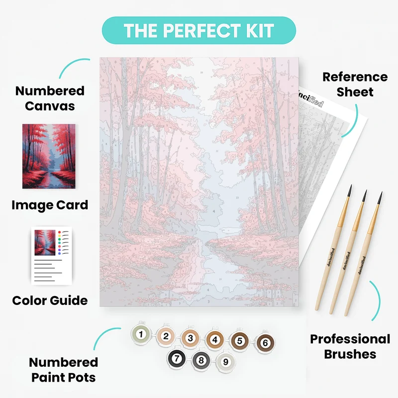 Crimson Forest Stream - Paint by Numbers Kit