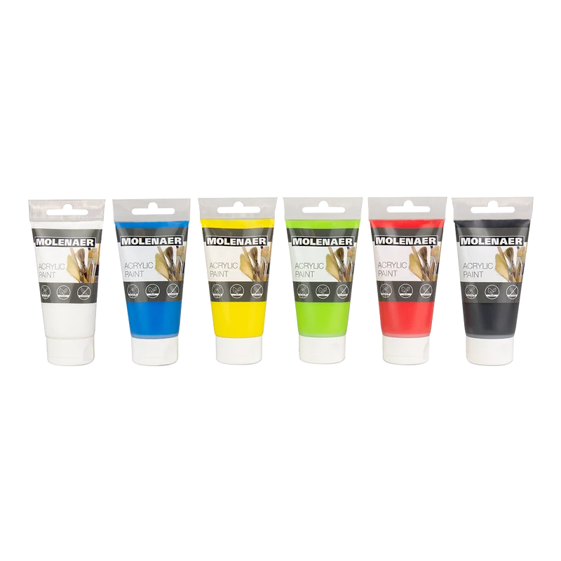 Σετ ακρυλικών χρωμάτων Molenaer 6 x 75 ml - διάφορα χρώματα