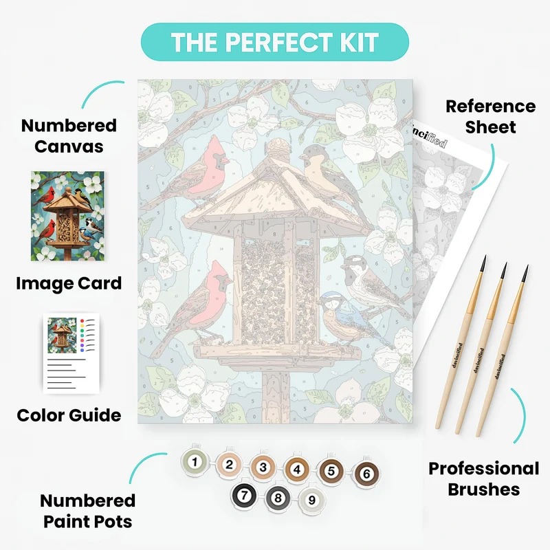 Birdfeeder in Spring Blossoms - Paint by Numbers Kit