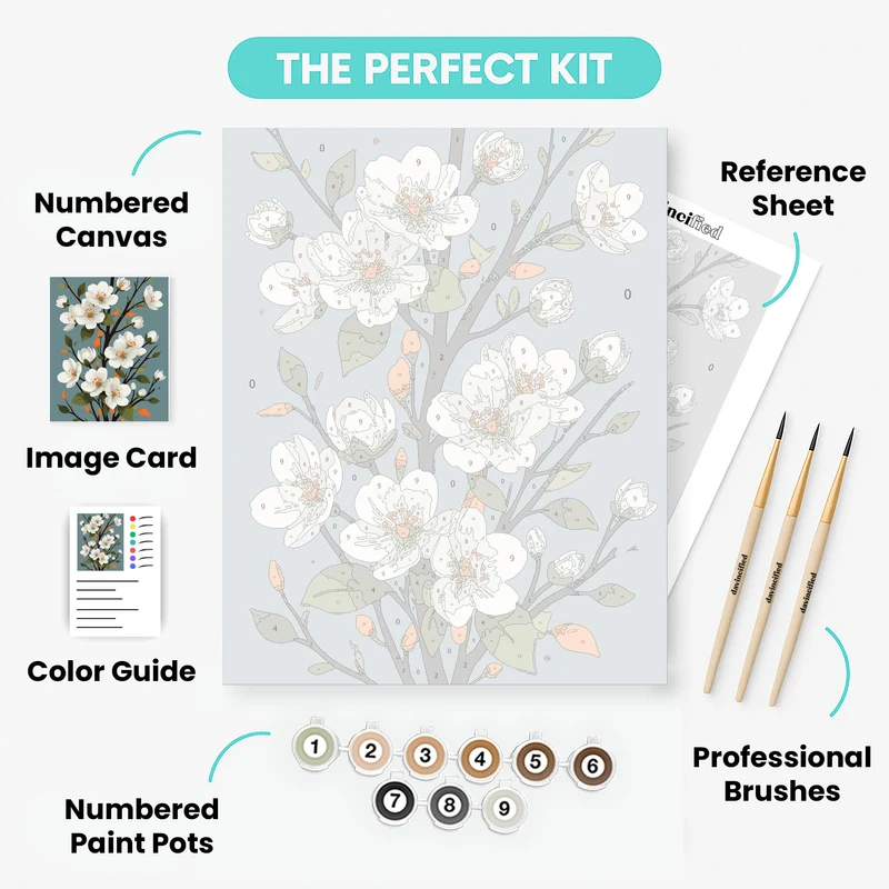 White Cherry Blossoms - Paint by Numbers Kit