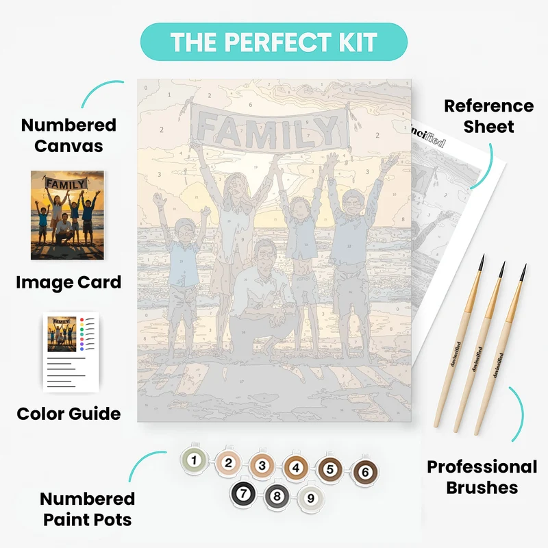Beach Family Sunset - Paint by Numbers Kit