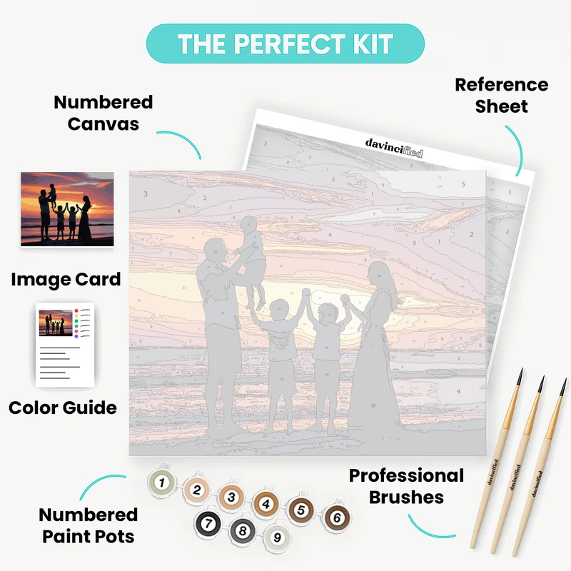 Sunset Family Silhouette - Paint by Numbers Kit