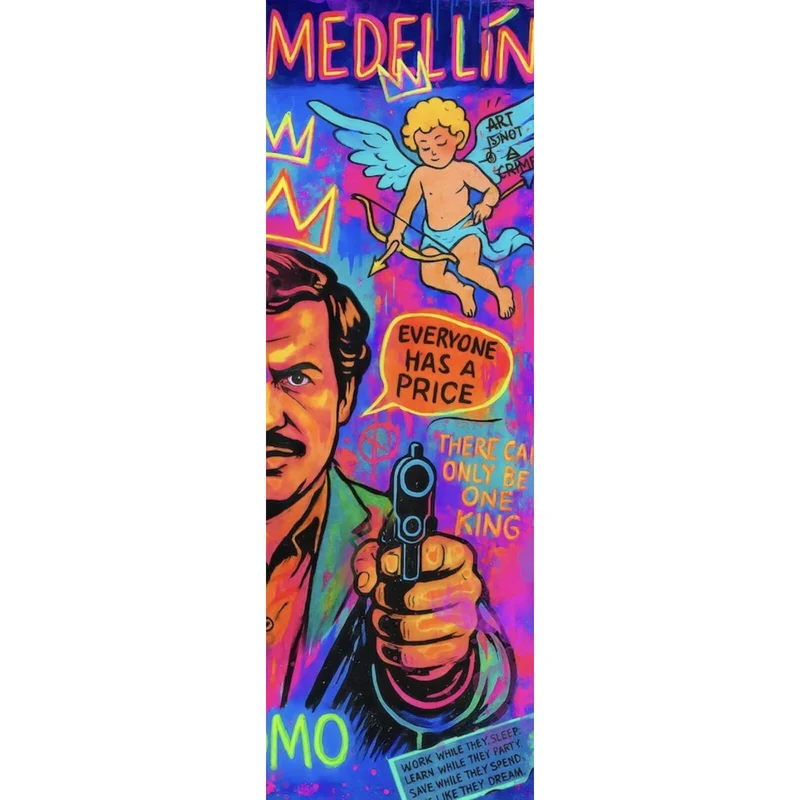 Poster Buntes Pop Art Wandbild mit ikonischer Figur Panorama Hoch