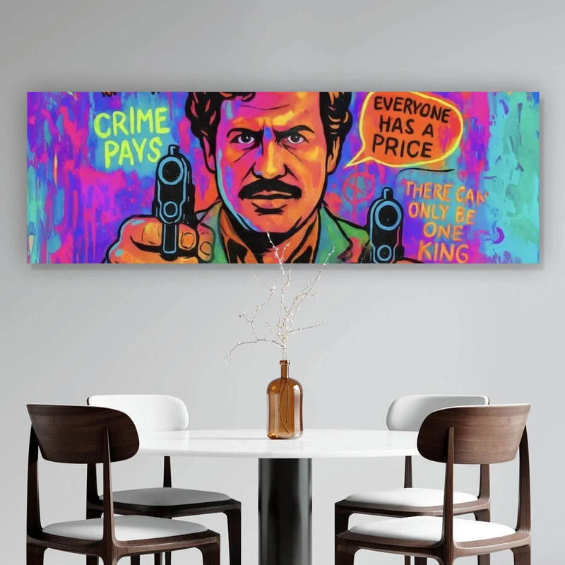 Poster Buntes Pop Art Wandbild mit ikonischer Figur Panorama