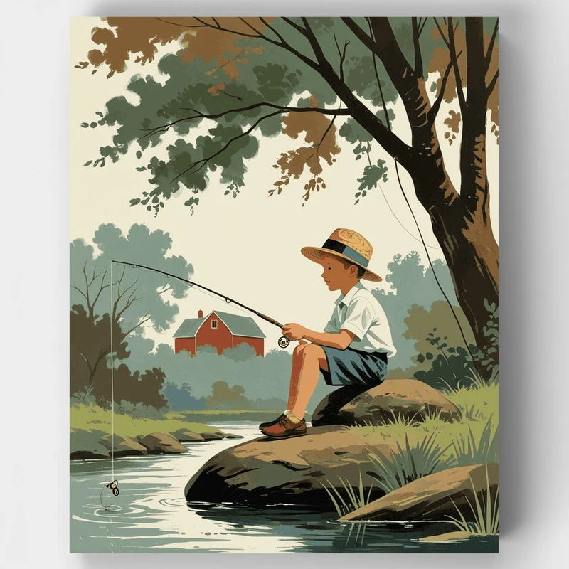 Fishing by the Stream - Paint by Numbers Kit