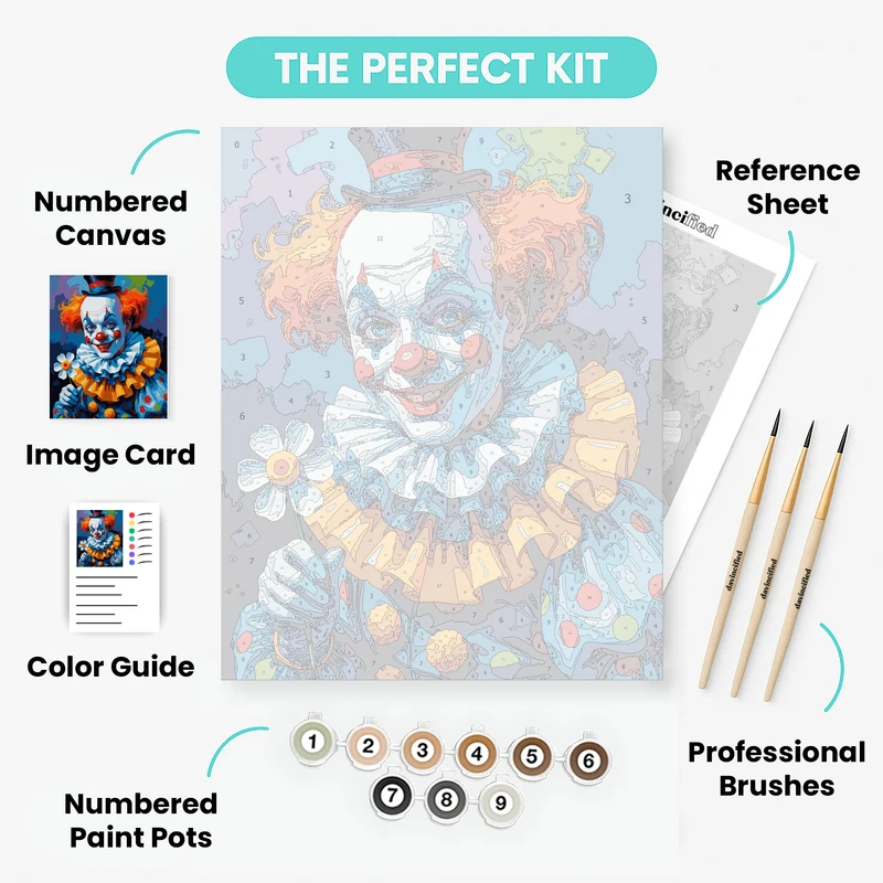 Colorful Clown with Flower - Paint by Numbers Kit