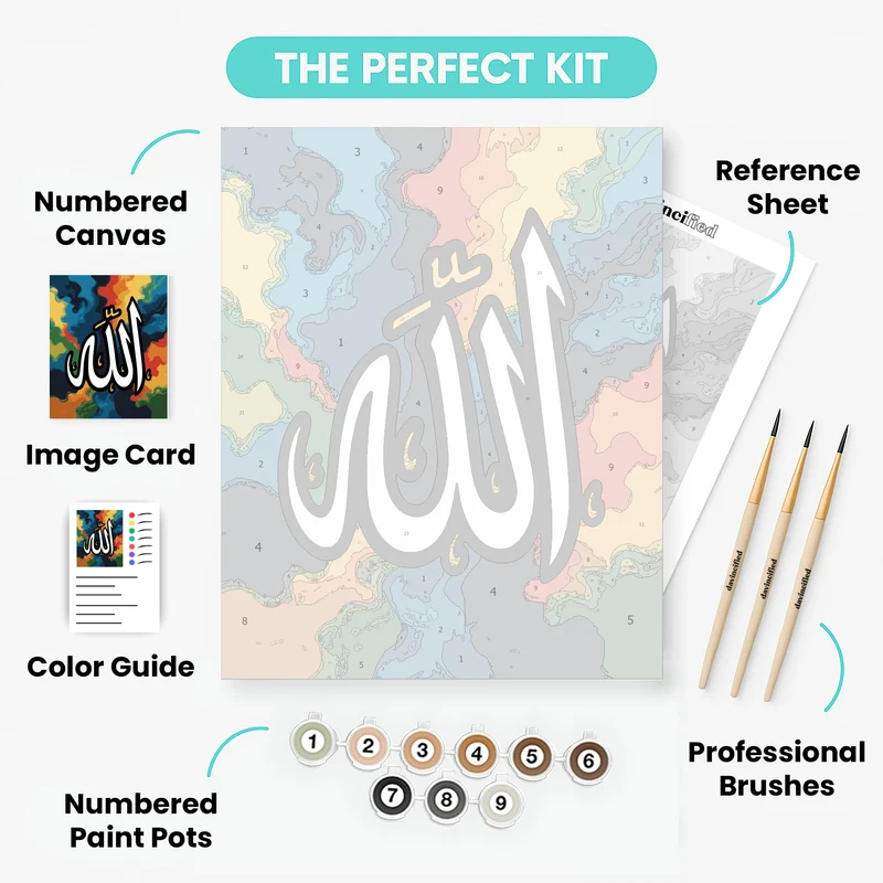 Islamic Calligraphy with Colorful Background - Paint by Numbers Kit