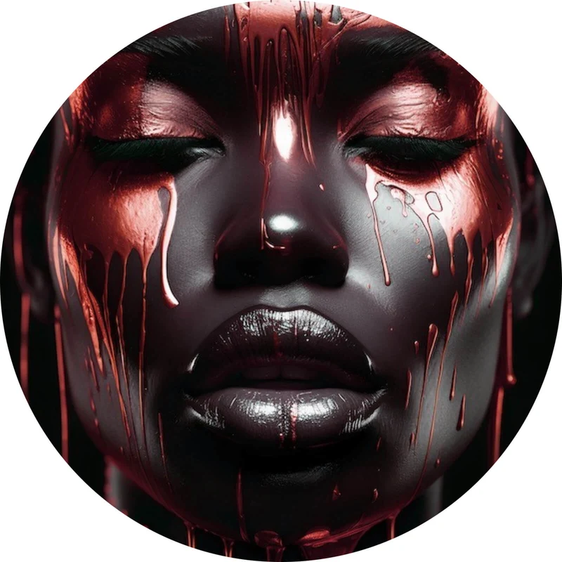Aluminiumbild gebürstet African Red Woman Kreis