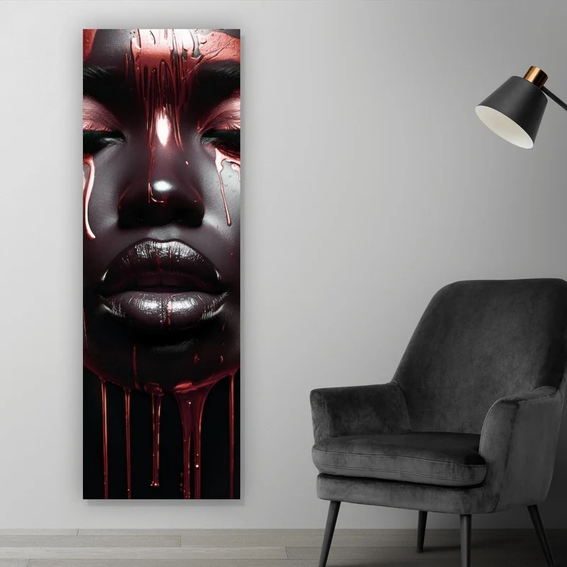 Leinwandbild African Red Woman Panorama Hoch