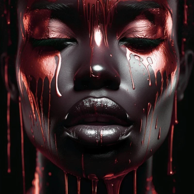 Aluminiumbild gebürstet African Red Woman Quadrat