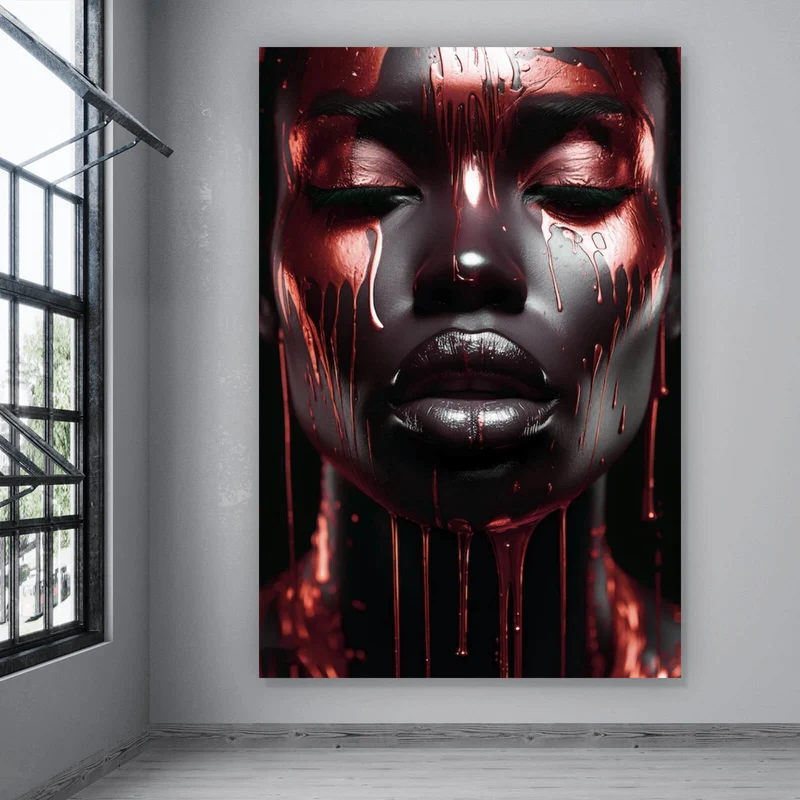 Leinwandbild African Red Woman Hochformat