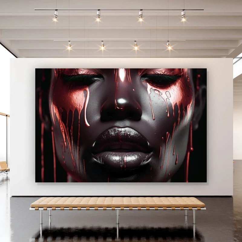 Spannrahmenbild African Red Woman Querformat