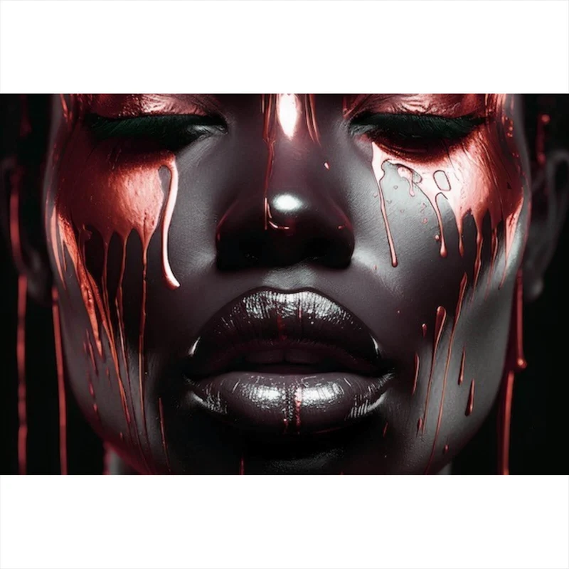 Aluminiumbild gebürstet African Red Woman Querformat