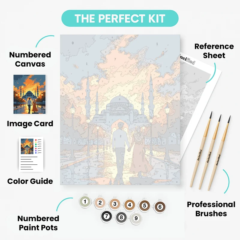 Istanbul Blue Mosque Sunset Walk - Paint by Numbers Kit