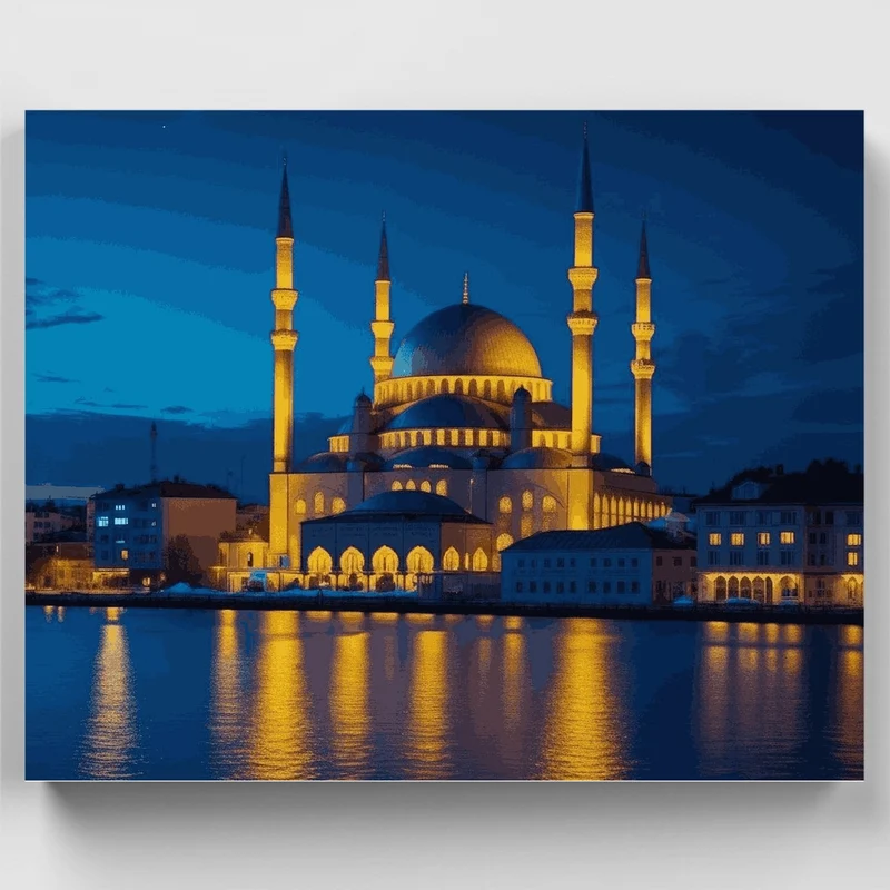 Blue Mosque at Twilight - Paint by Numbers Kit