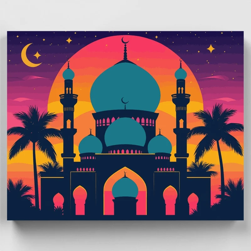 Islamic Mosque at Sunset - Paint by Numbers Kit