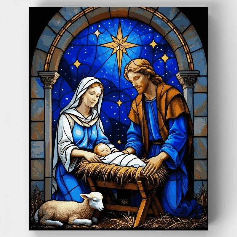 Holy Nativity Stained Glass - Paint by Numbers Kit