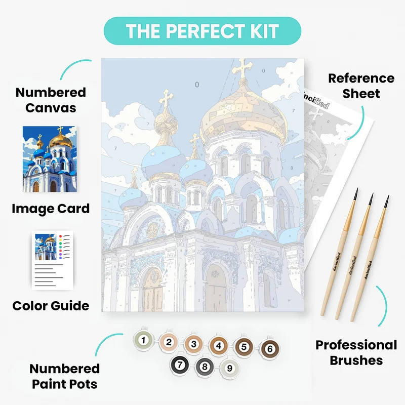 Orthodox Church with Golden Domes - Paint by Numbers Kit